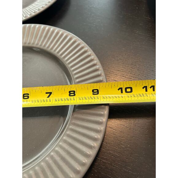 Set of 3 Dansk Rondure Porcelain Brown Dinner Plates with Fluted Edges - Picture 3 of 4